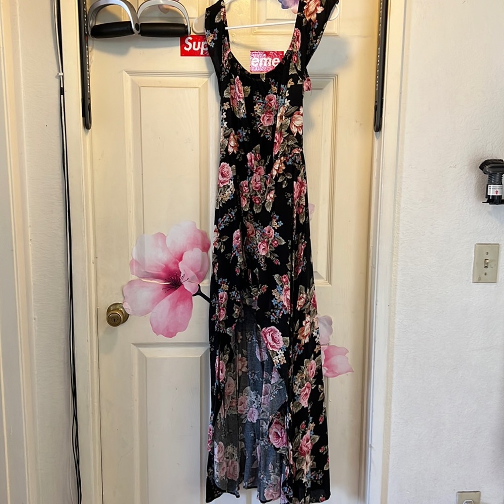 Floral off shoulder maxi romper dress size L